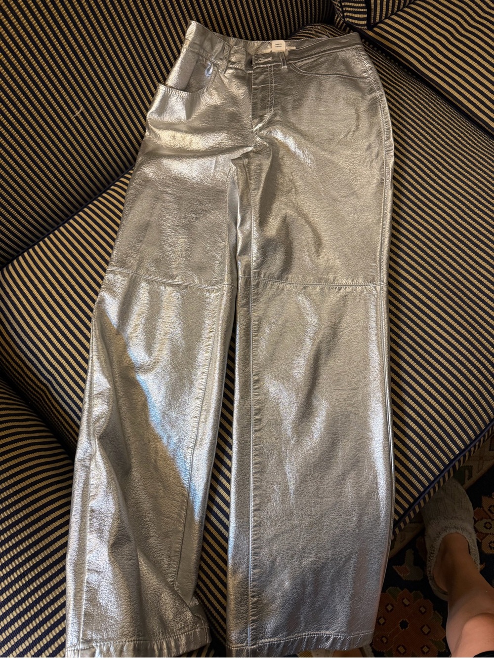 Glamorous Metallic Silver Faux Leather Pants – Size XS